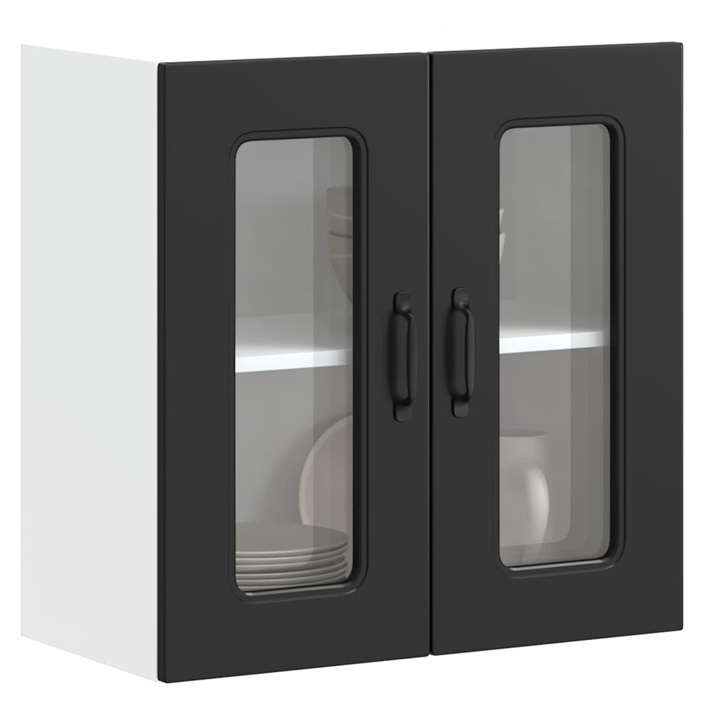Armario de cocina de pared "Lyon" con puerta de cristal, madera vieja,, 60x31x60 cm