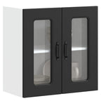 Armario de cocina de pared "Lyon" con puerta de cristal, madera vieja,, 60x31x60 cm