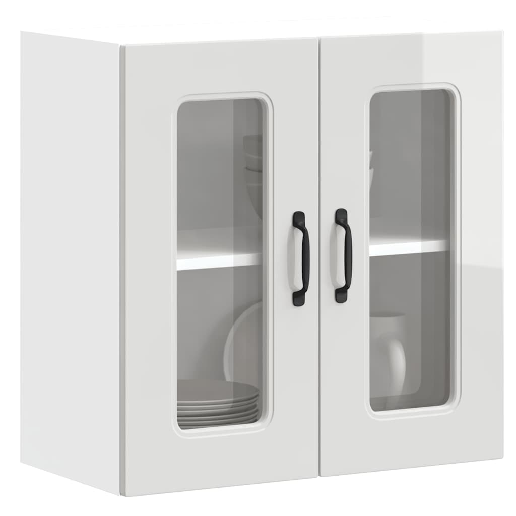 Armario de cocina de pared "Lyon" con puerta de cristal, madera vieja,, 60x31x60 cm