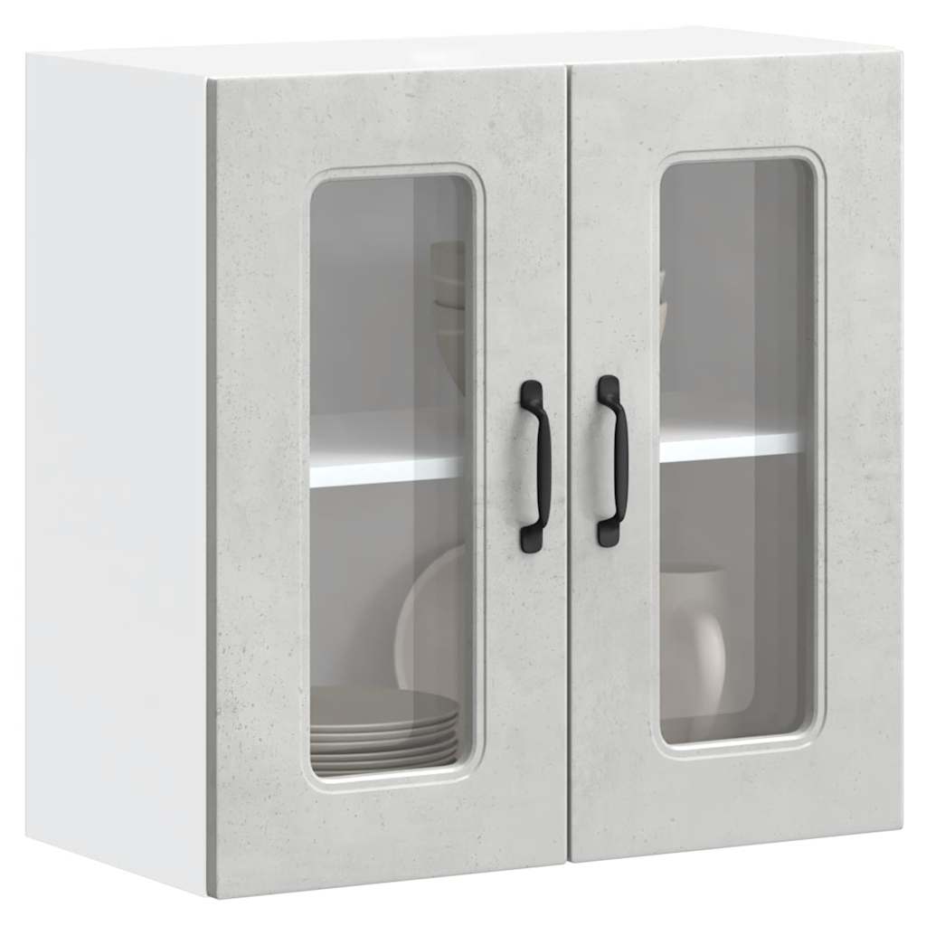 Armario de cocina de pared "Lyon" con puerta de cristal, madera vieja,, 60x31x60 cm