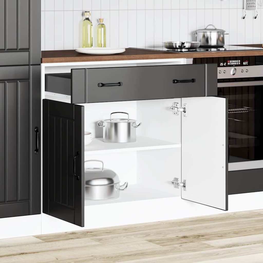 Armario bajo de cocina "Lyon" de madera de ingeniería blanca