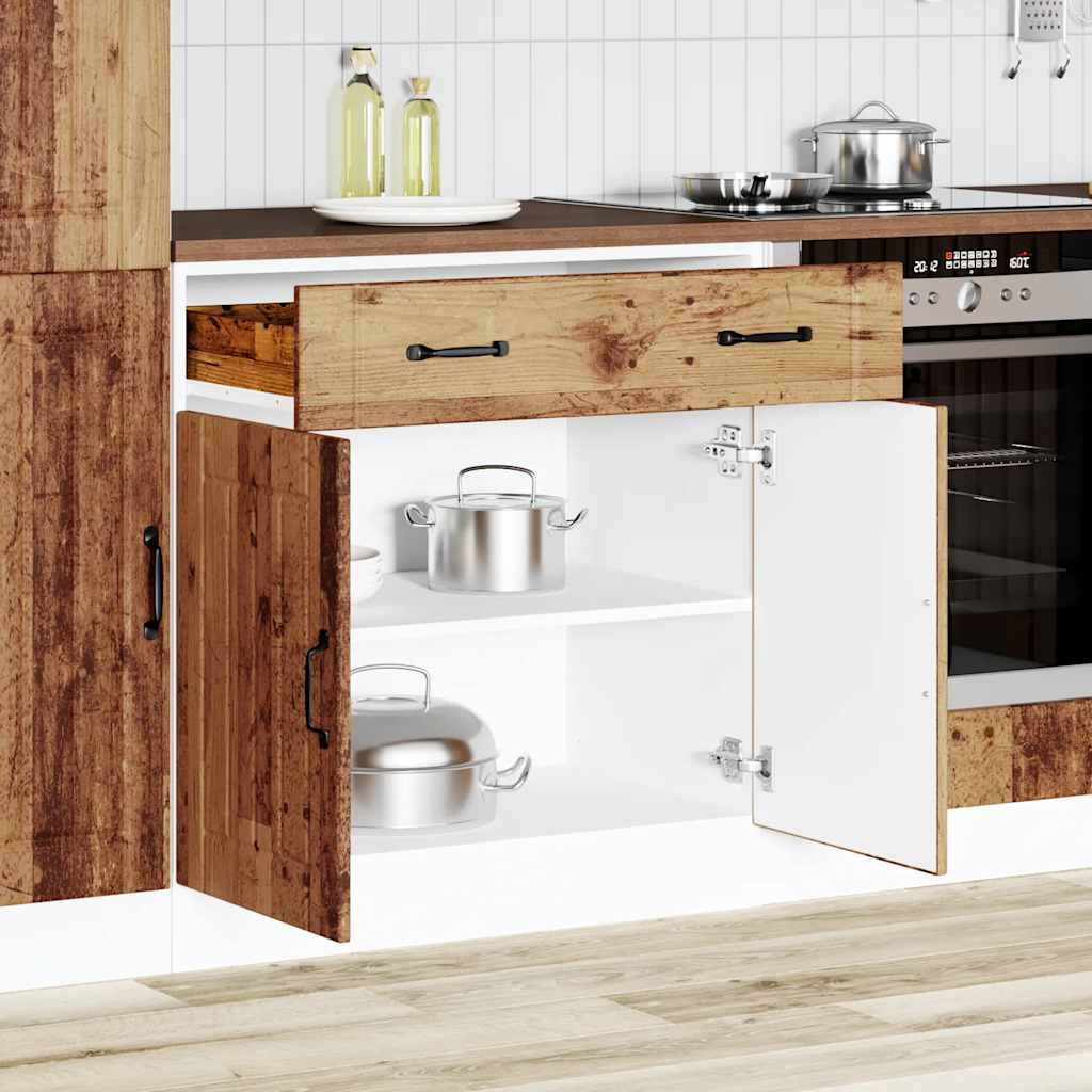 Armario bajo de cocina "Lyon" de madera de ingeniería blanca