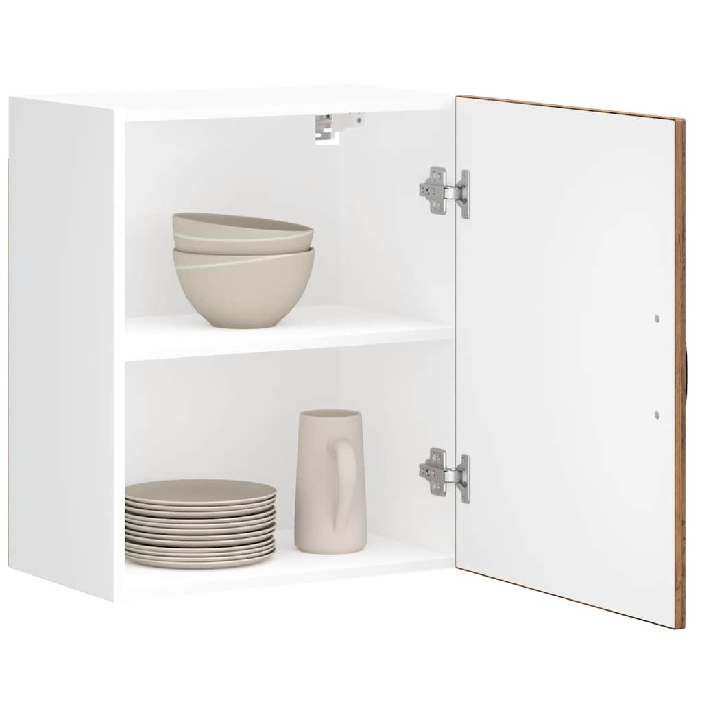 Armario de cocina de pared "Lyon" con puerta de cristal, madera vieja,, 60x31x60 cm