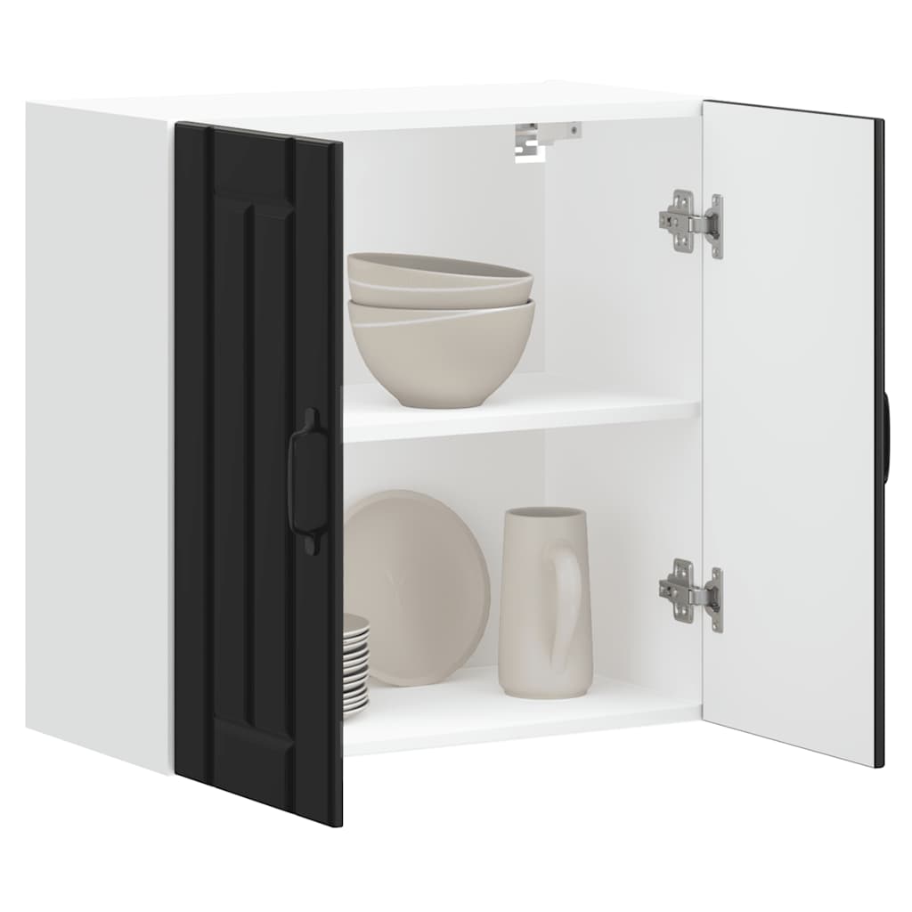 Armario de cocina de pared "Lyon" con puerta de cristal, madera vieja,, 60x31x60 cm