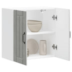 Armario de cocina de pared "Lyon" con puerta de cristal, madera vieja,, 60x31x60 cm