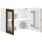 Armario de cocina de pared "Lyon" con puerta de cristal, madera vieja,, 60x31x60 cm