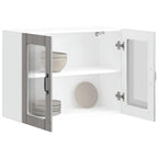 Armario de cocina de pared "Lyon" con puerta de cristal, madera vieja,, 60x31x60 cm