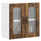 Armario de cocina de pared "Lyon" con puerta de cristal, madera vieja,, 60x31x60 cm