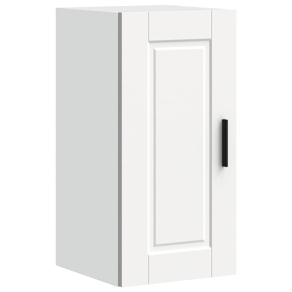 Armario de cocina de pared con puerta de cristal "Kalmar" de, madera de ingeniería blanca brillante