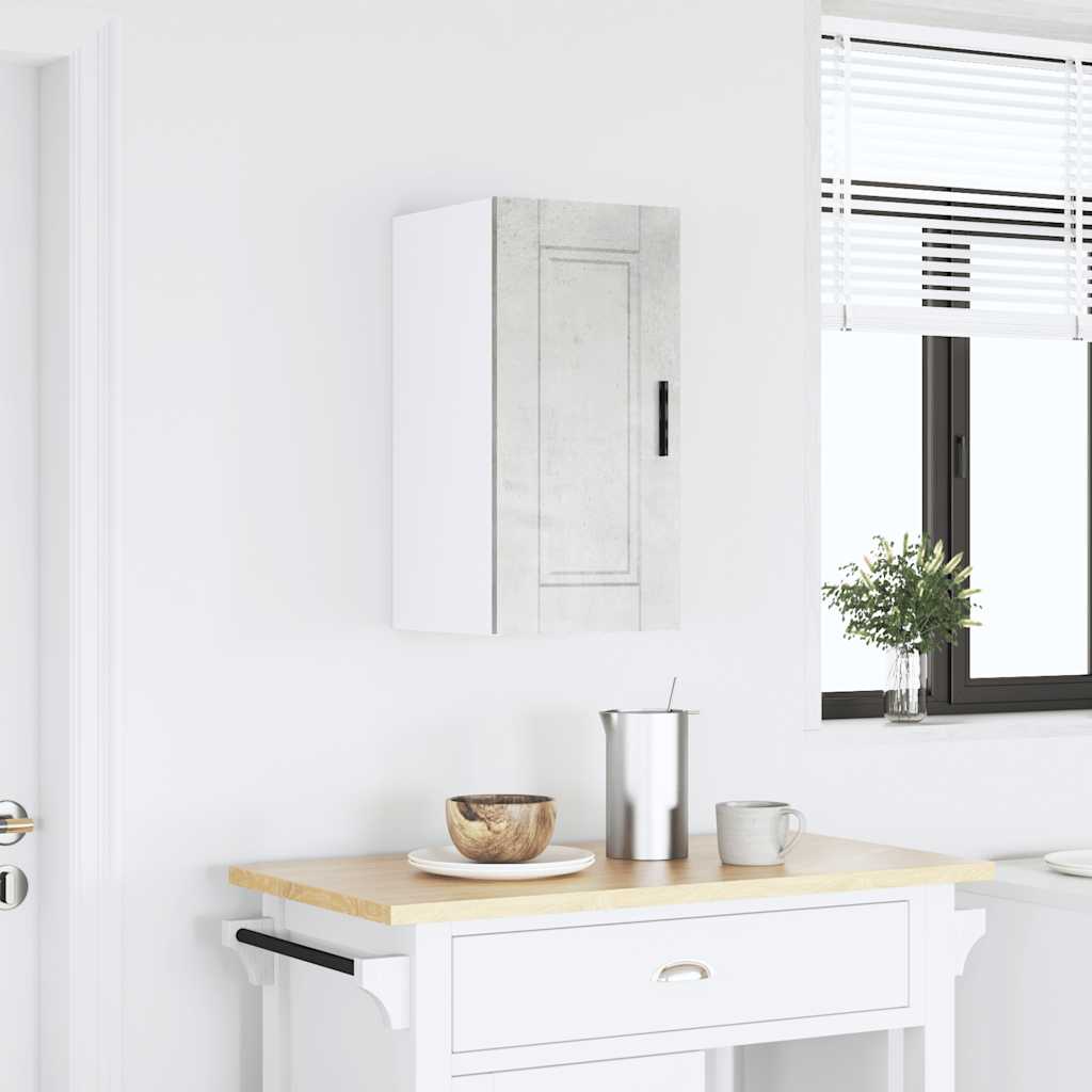 Armario de cocina de pared con puerta de cristal "Kalmar" de, madera de ingeniería blanca brillante