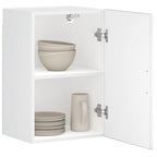 Armario de cocina de pared con puerta de cristal "Kalmar" de, madera de ingeniería blanca brillante