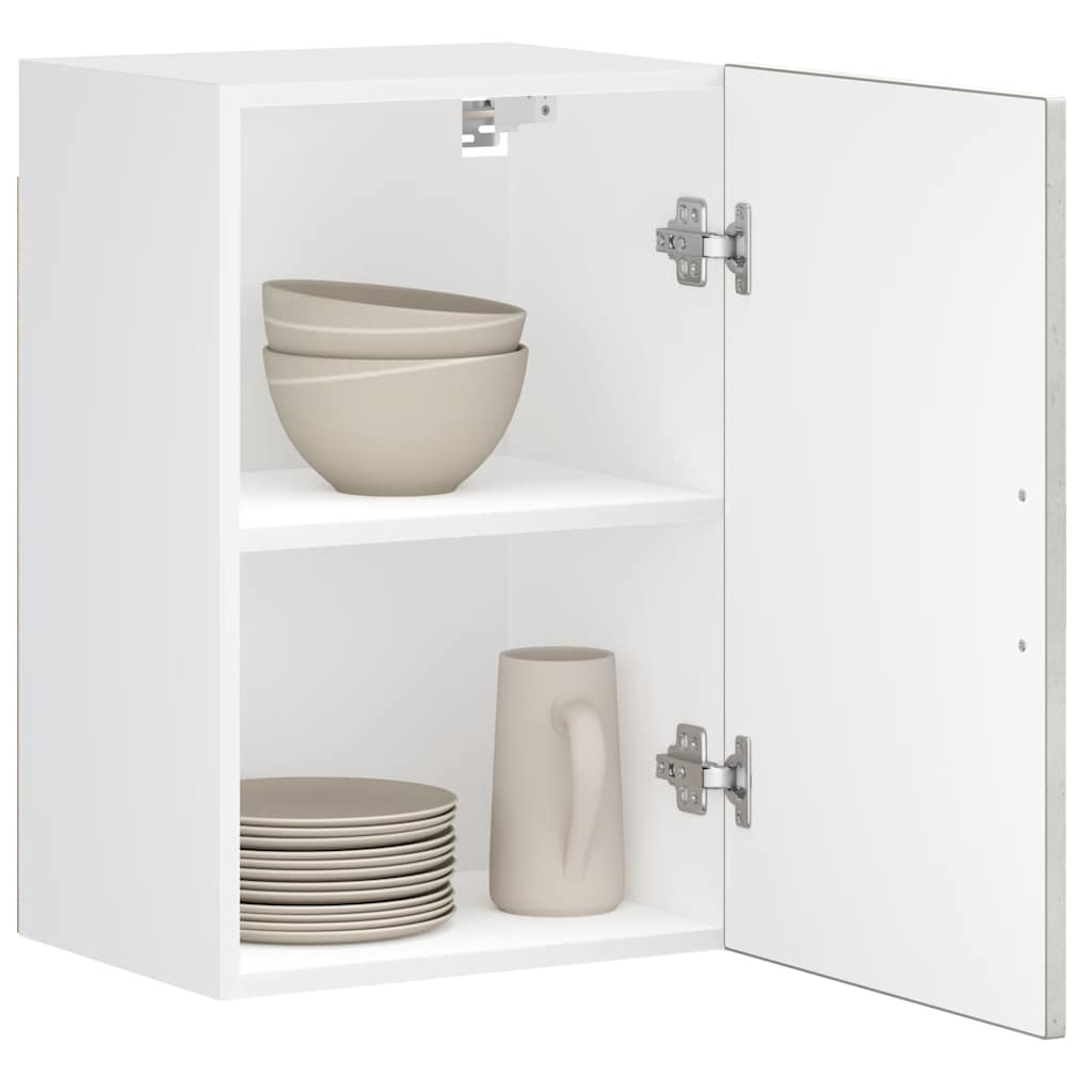 Armario de cocina de pared con puerta de cristal "Kalmar" de, madera de ingeniería blanca brillante