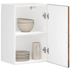 Armario de cocina de pared con puerta de cristal "Kalmar" de, madera de ingeniería blanca brillante