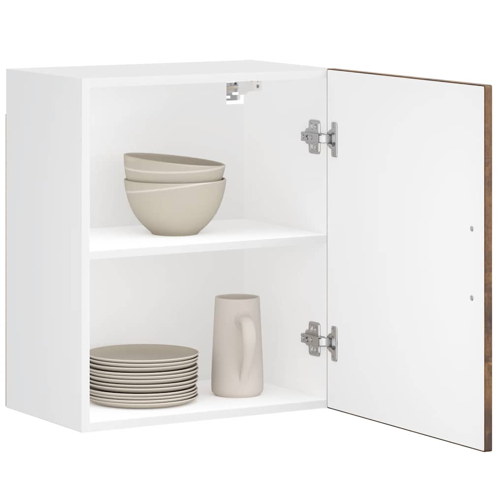 Armario de cocina de pared con puerta de cristal "Kalmar" de, madera de ingeniería blanca brillante