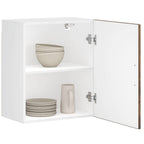Armario de cocina de pared con puerta de cristal "Kalmar" de, madera de ingeniería blanca brillante