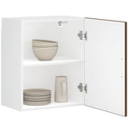 Armario de cocina de pared con puerta de cristal "Kalmar" de, madera de ingeniería blanca brillante