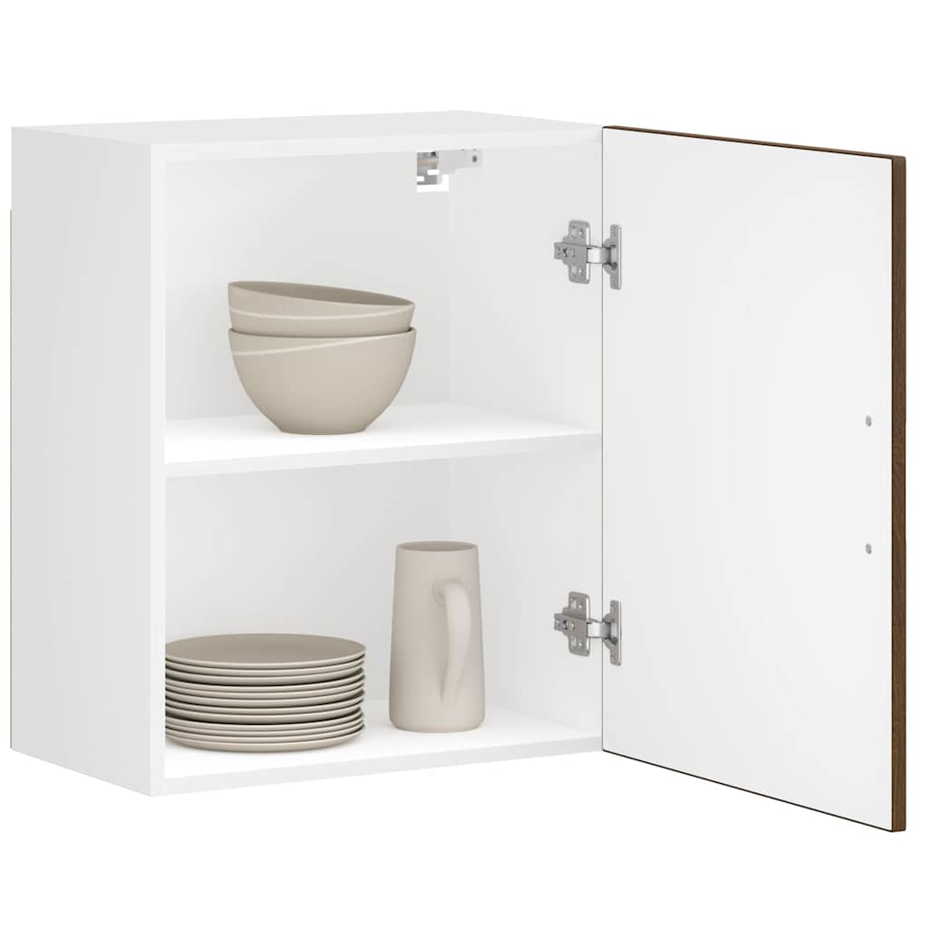 Armario de cocina de pared con puerta de cristal "Kalmar" de, madera de ingeniería blanca brillante