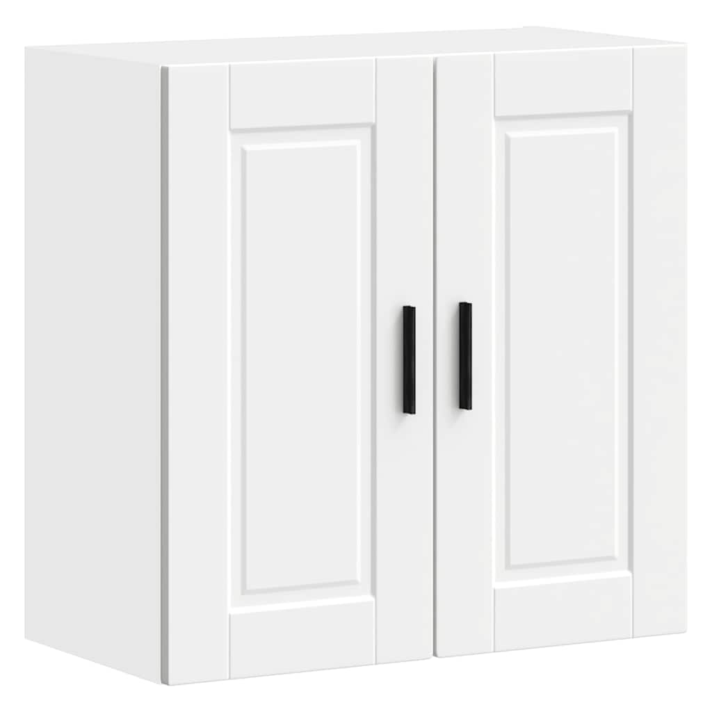 Armario de cocina de pared con puerta de cristal "Kalmar" de, madera de ingeniería blanca brillante