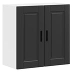 Armario de cocina de pared con puerta de cristal "Kalmar" de, madera de ingeniería blanca brillante