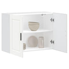 Armario de cocina de pared con puerta de cristal "Kalmar" de, madera de ingeniería blanca brillante