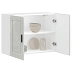 Armario de cocina de pared con puerta de cristal "Kalmar" de, madera de ingeniería blanca brillante