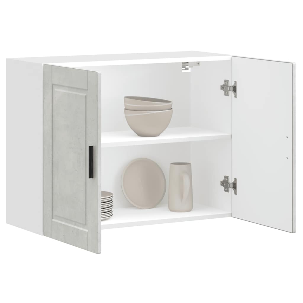 Armario de cocina de pared con puerta de cristal "Kalmar" de, madera de ingeniería blanca brillante