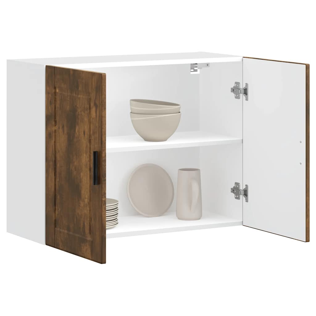 Armario de cocina de pared con puerta de cristal "Kalmar" de, madera de ingeniería blanca brillante