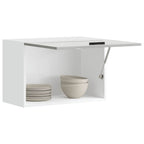 Armario de cocina de pared con puerta de cristal "Kalmar" de, madera de ingeniería blanca brillante