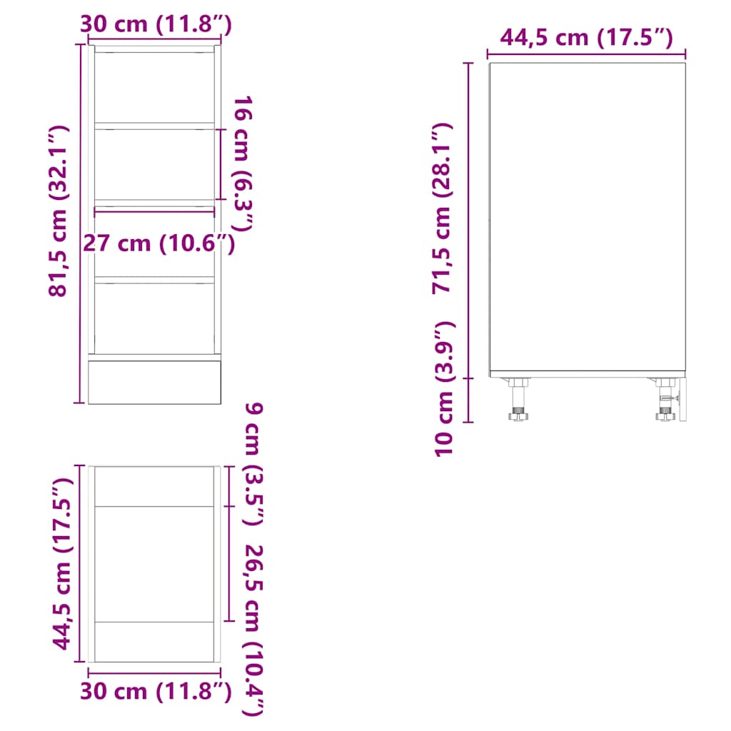 Armario bajo "Riga" Madera Vieja 30x44,5x81,5 cm Madera de ingeniería