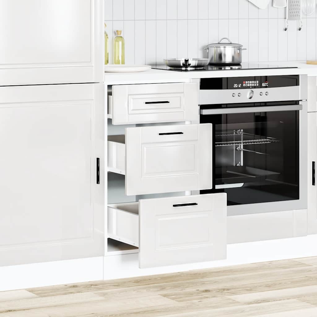 Armario bajo de cocina "Porto" de madera de ingeniería blanco brillante