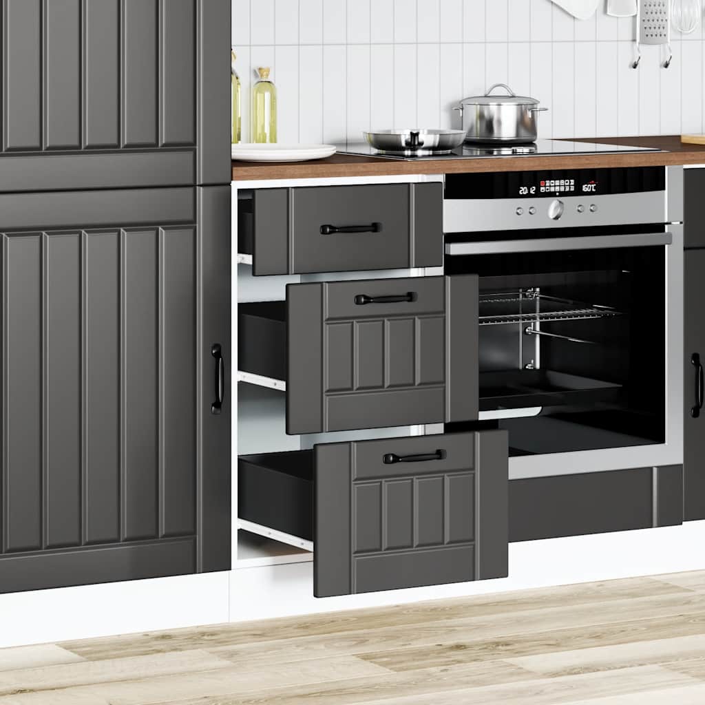 Armario bajo de cocina "Lucca" de madera de ingeniería negra