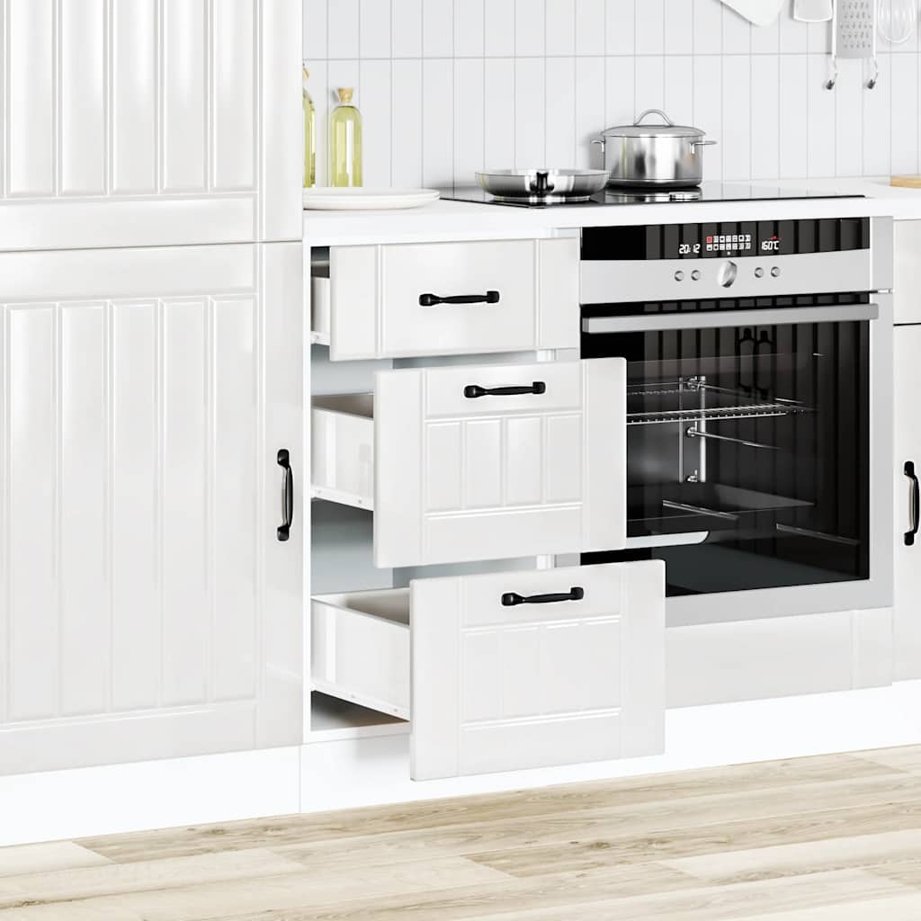 Armario bajo de cocina "Lucca" de madera de ingeniería blanco brillante