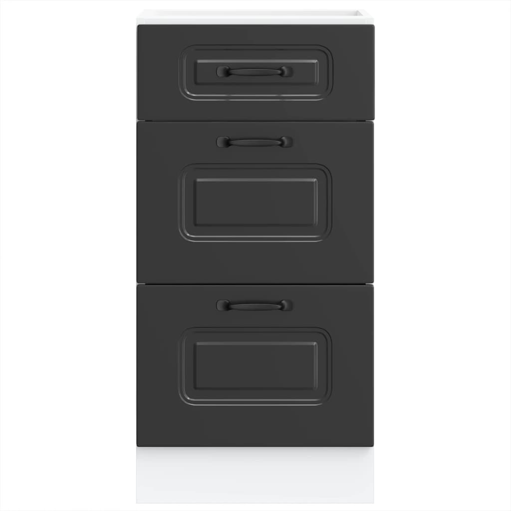 Armario bajo de cocina "Kalmar" de madera de ingeniería negra