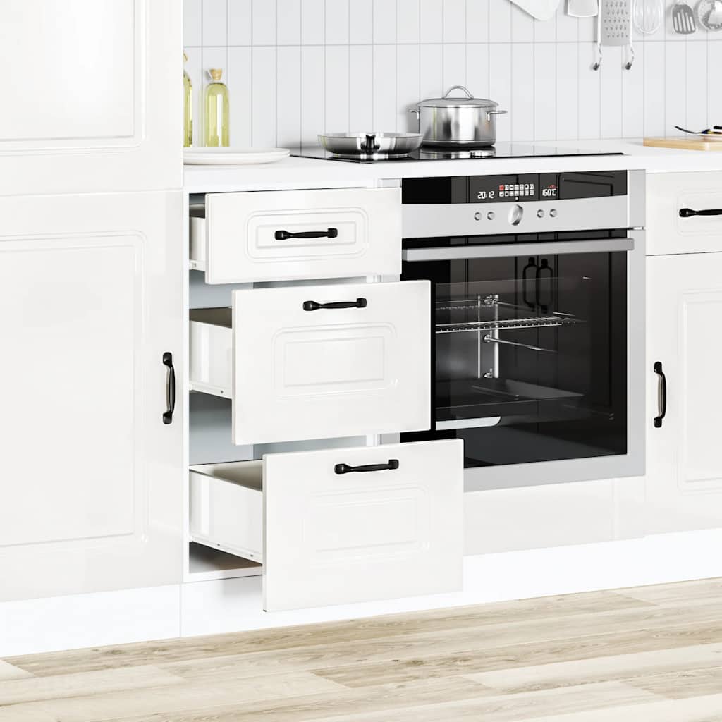 Armario bajo de cocina "Kalmar" de madera de ingeniería blanco brillante
