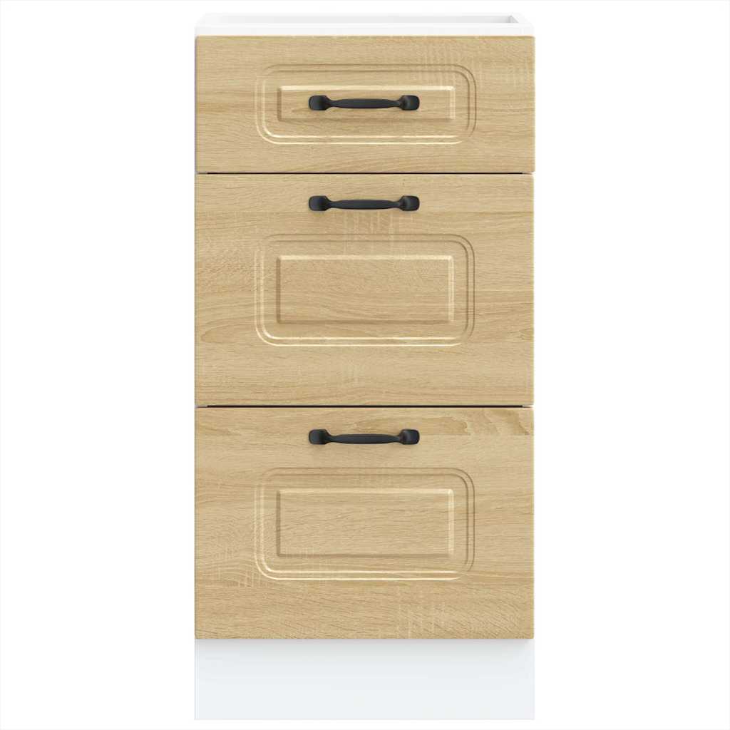 Armario bajo de cocina "Kalmar" de madera de ingeniería blanco brillante
