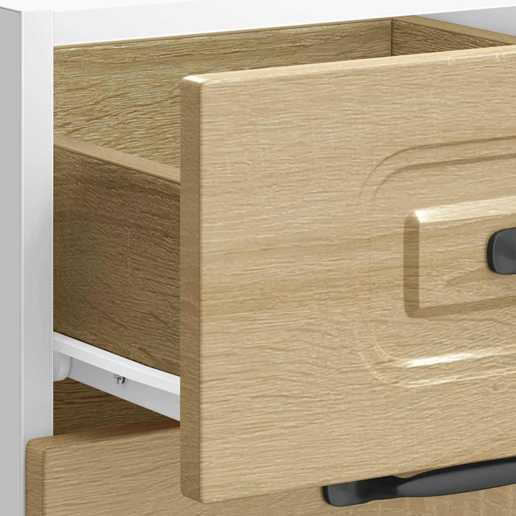 Armario bajo de cocina "Kalmar" de madera de ingeniería blanco brillante
