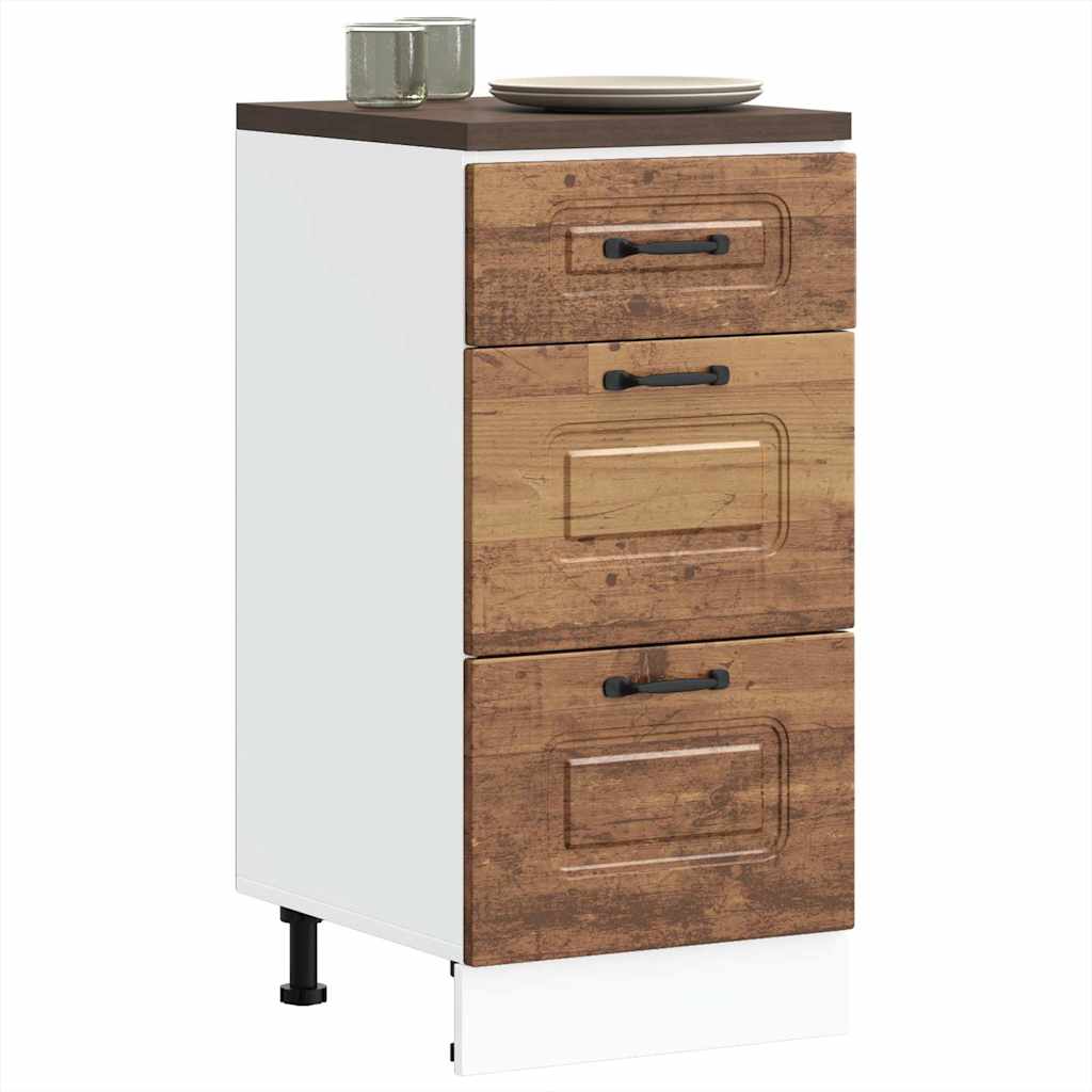 Armario bajo de cocina "Lyon" de madera de ingeniería blanca