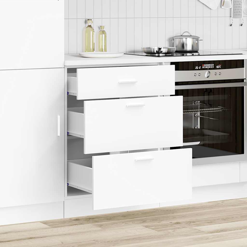 Armario bajo de cocina "Lyon" de madera de ingeniería blanca
