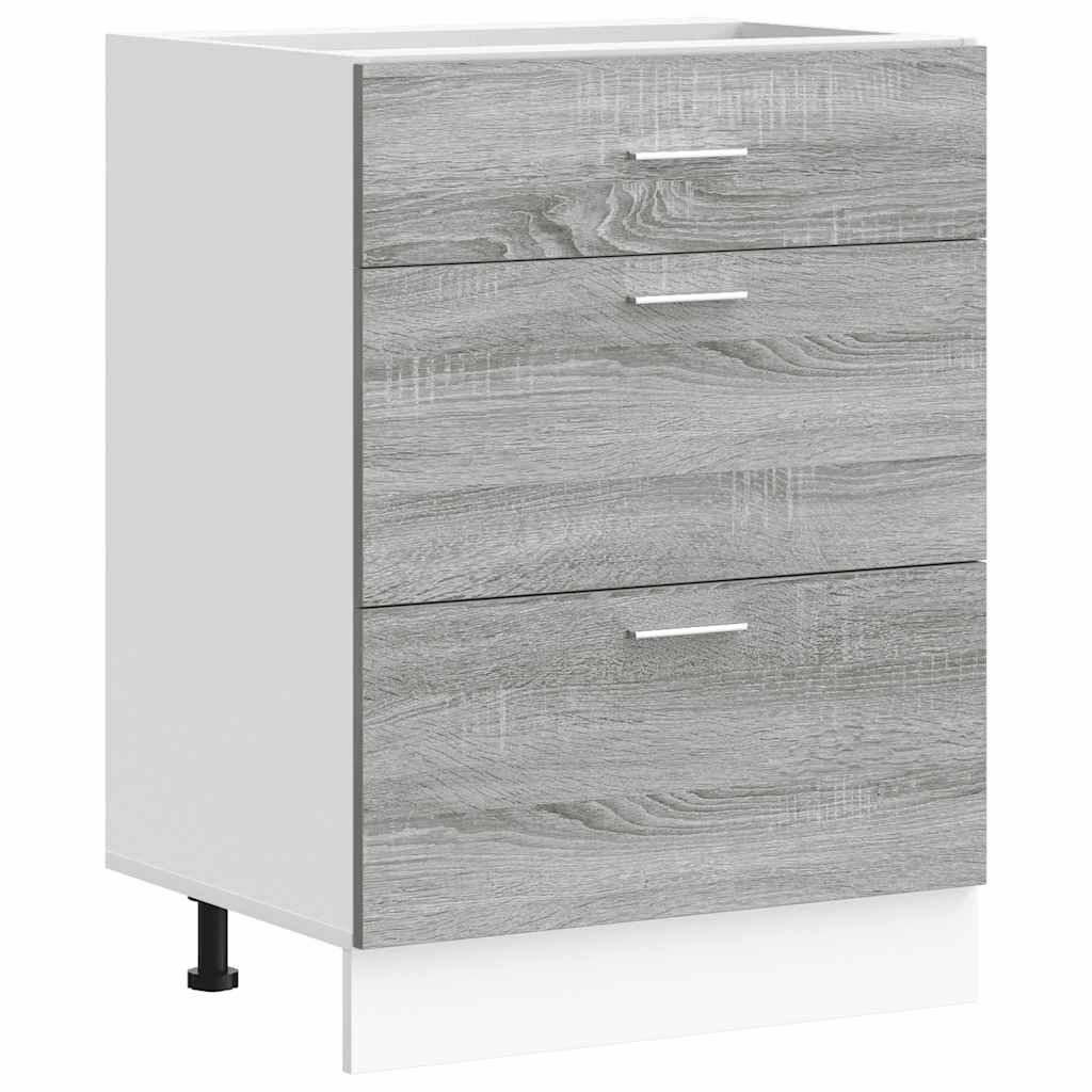 Armario bajo de cocina "Lyon" gris Sonoma de madera de ingeniería