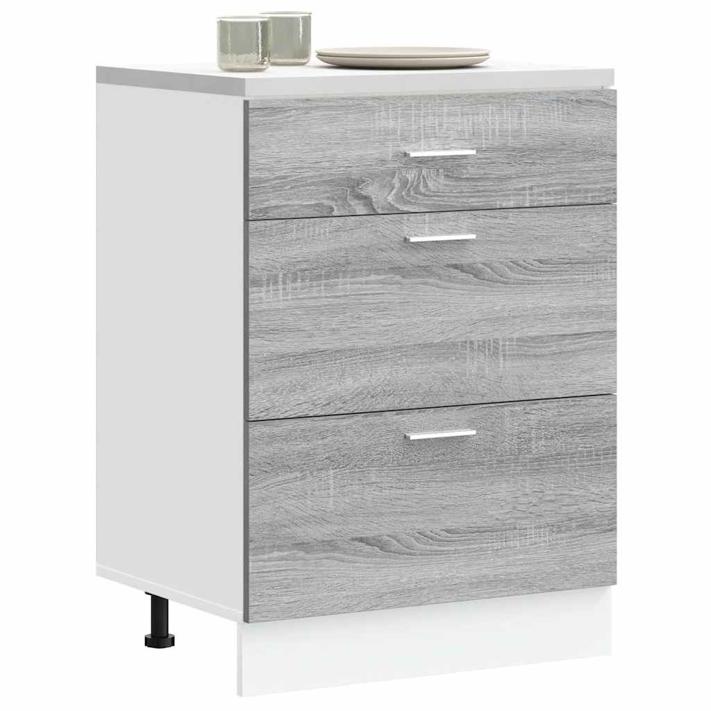 Armario bajo de cocina "Lyon" de madera de ingeniería blanca