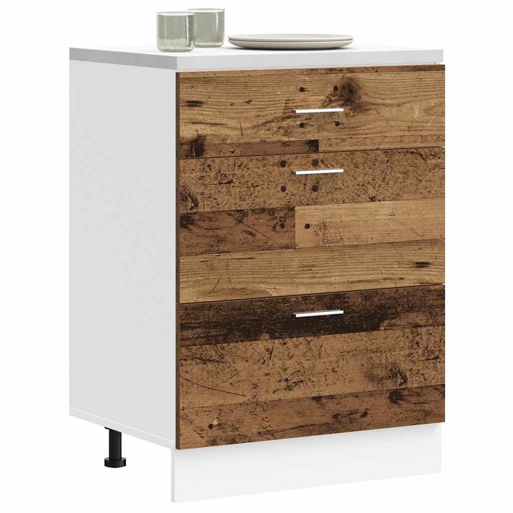 Armario bajo de cocina "Lyon" de madera de ingeniería blanca