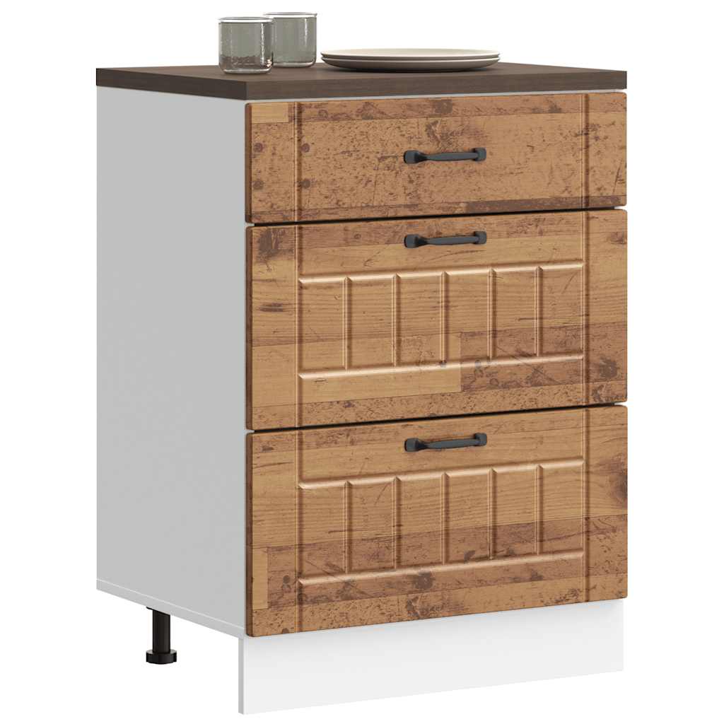 Armario bajo de cocina "Lyon" de madera de ingeniería blanca
