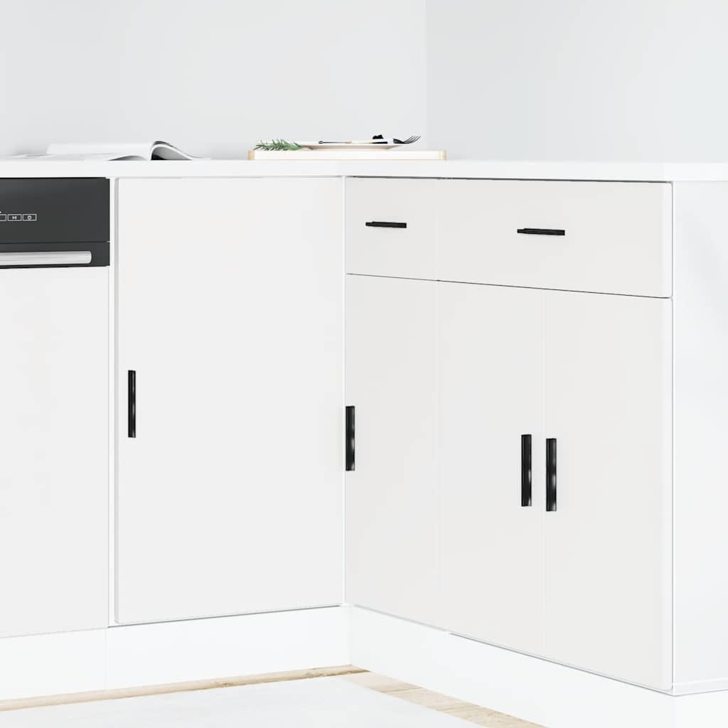 Armario bajo de cocina "Lucca" de madera de ingeniería blanco brillante