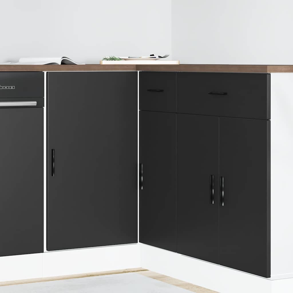 Armario bajo de cocina "Lucca" de madera de ingeniería blanco brillante