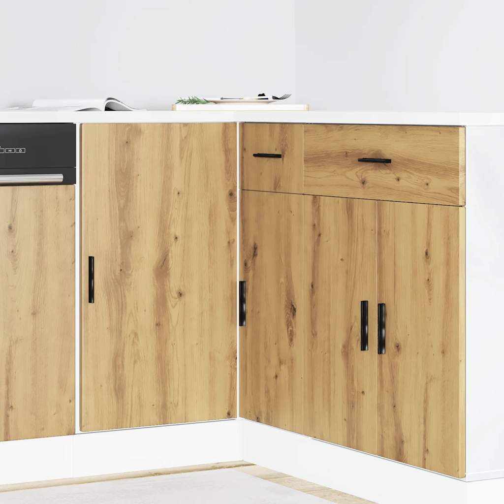Armario bajo de cocina "Lucca" de madera de ingeniería blanco brillante