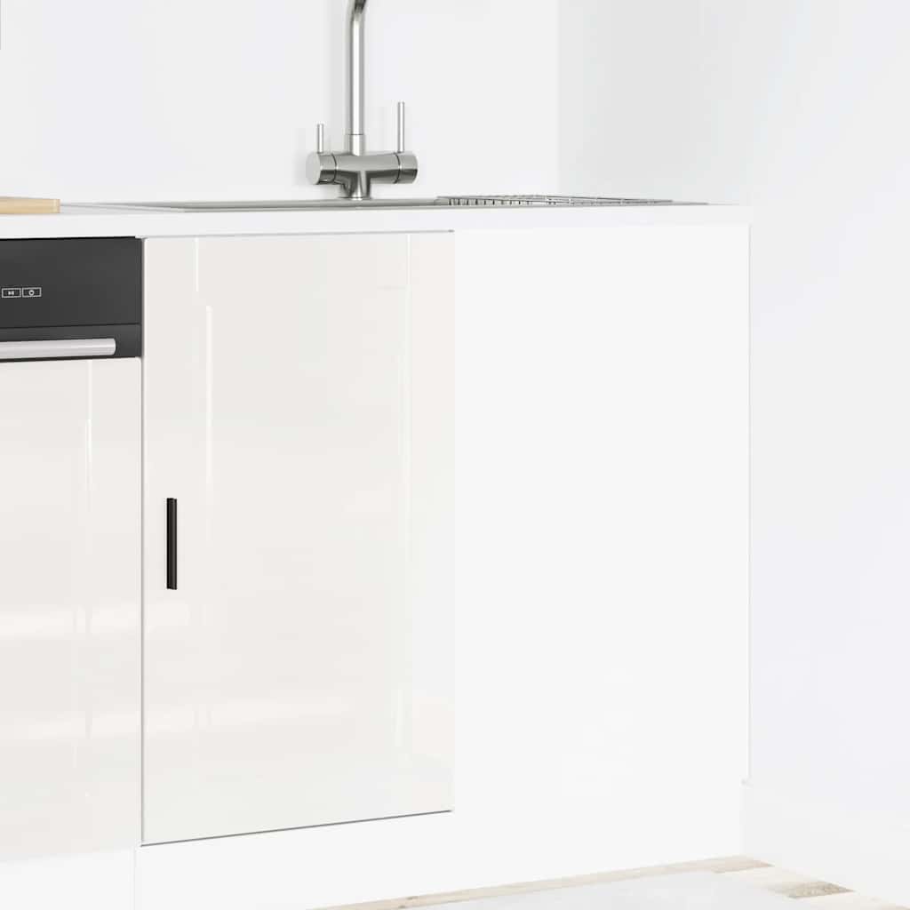 Armario bajo de cocina "Kalmar" de madera de ingeniería blanco brillante