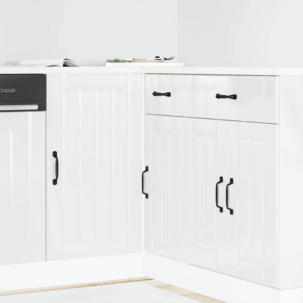 Armario bajo de cocina "Lucca" de madera de ingeniería blanco brillante