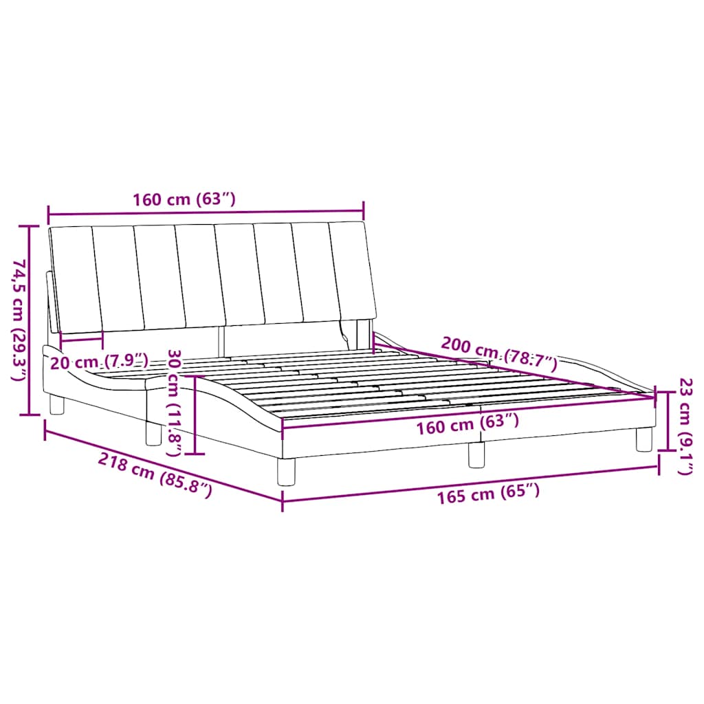 Estructura de cama sin colchón Hanko de tela gris oscuro 160x200 cm