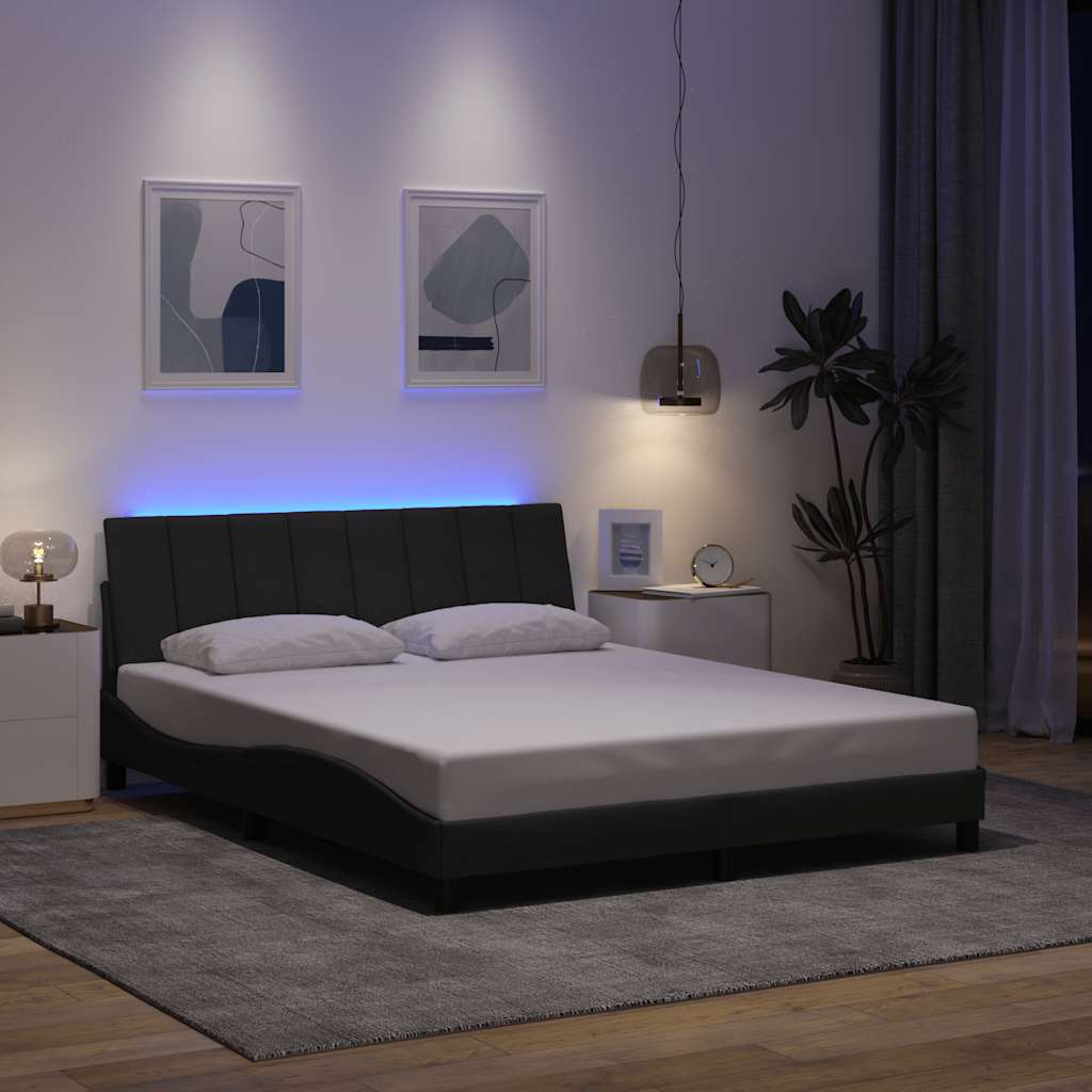 Estructura de cama sin colchón Hanko de tela gris oscuro 160x200 cm