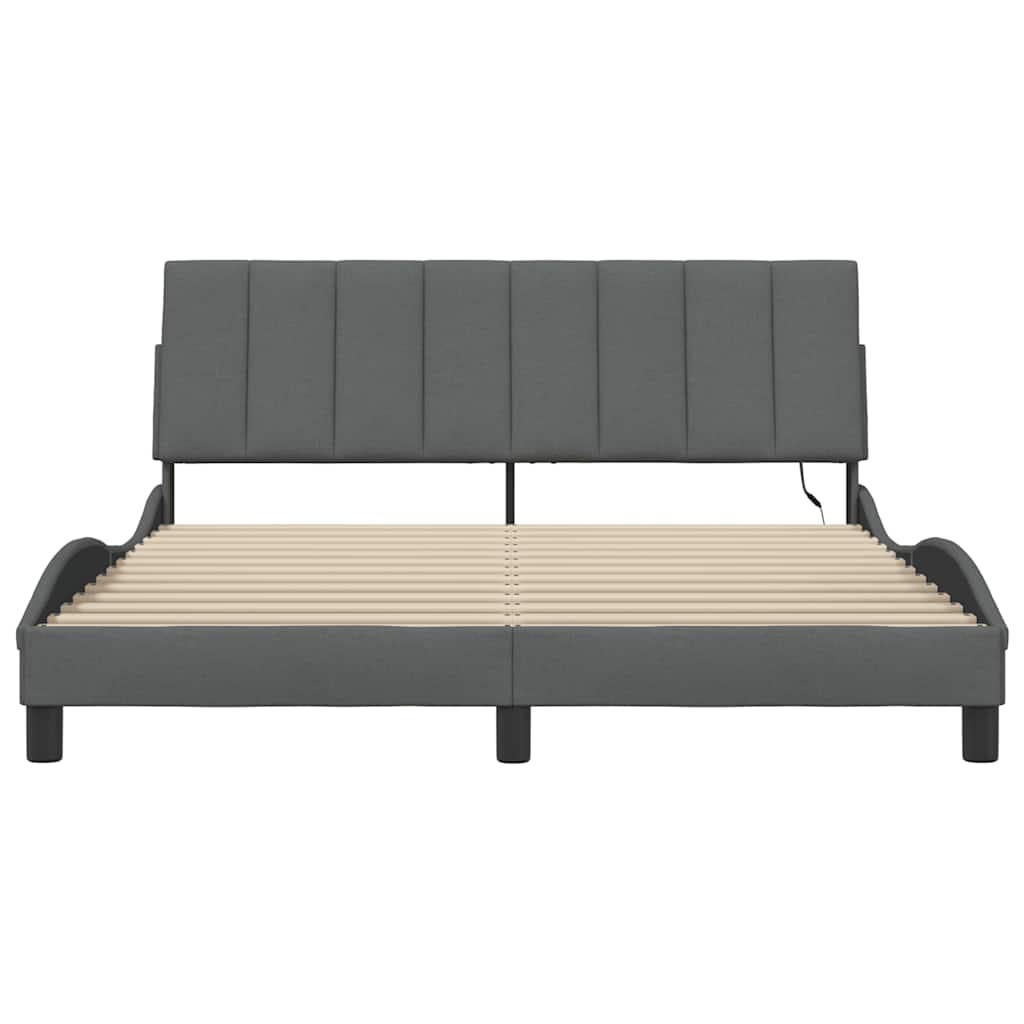 Estructura de cama sin colchón Hanko de tela gris oscuro 160x200 cm